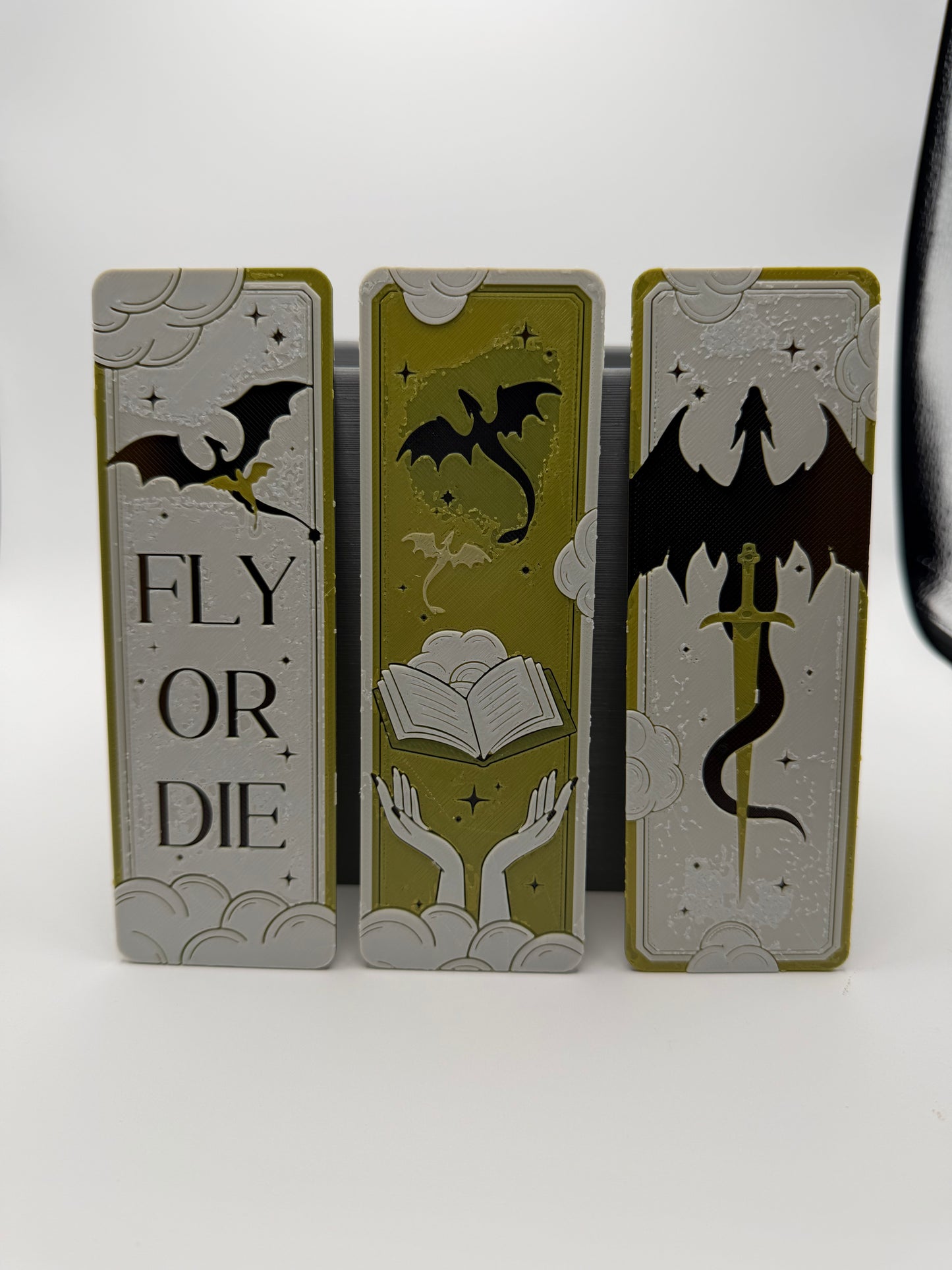 Fantasy Dragon Bookmark Set (3-Piece) | Backlit Dragon Silhouette