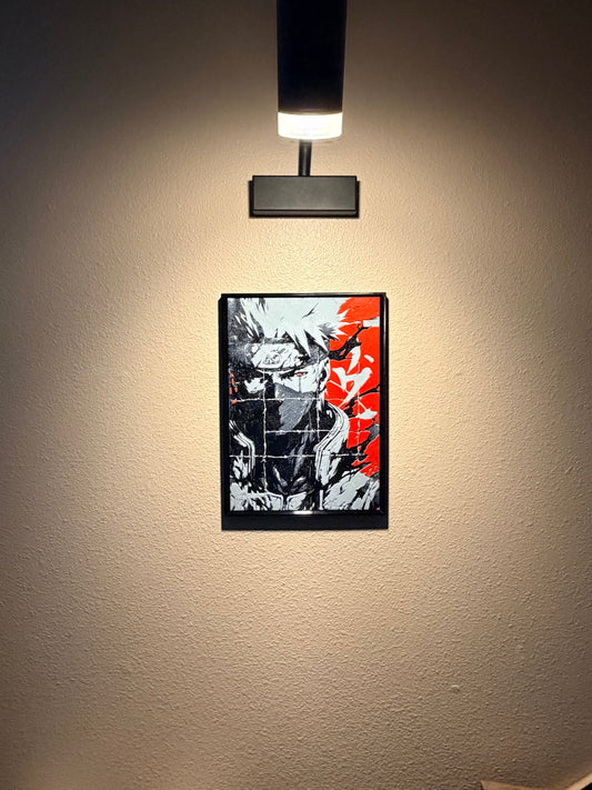 Anime Masked Ninja Filament Painting – Framed 3D Printed Wall Art
