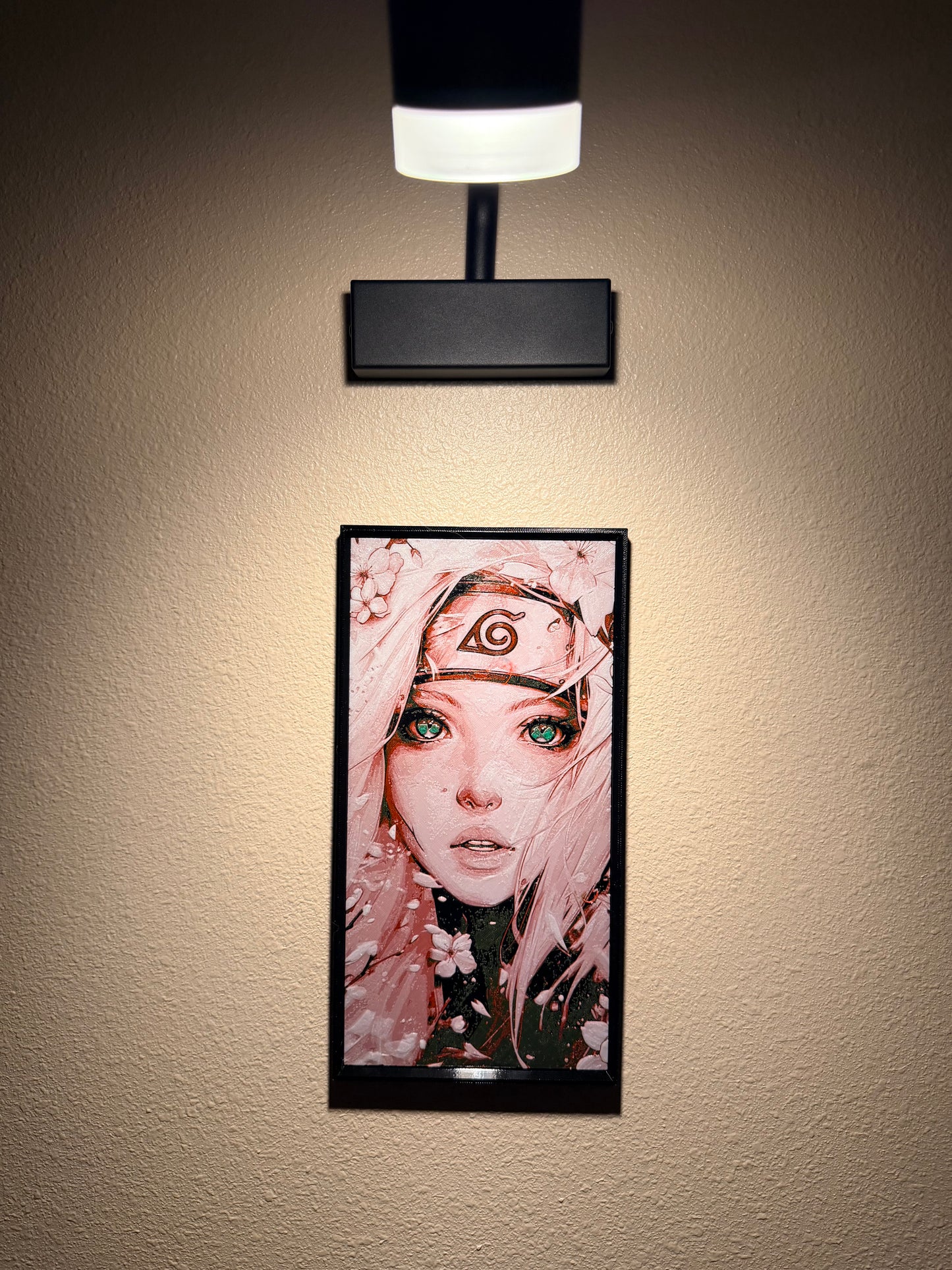 Cherry Blossom Anime Filament Painting – Framed 3D Printed Wall Art