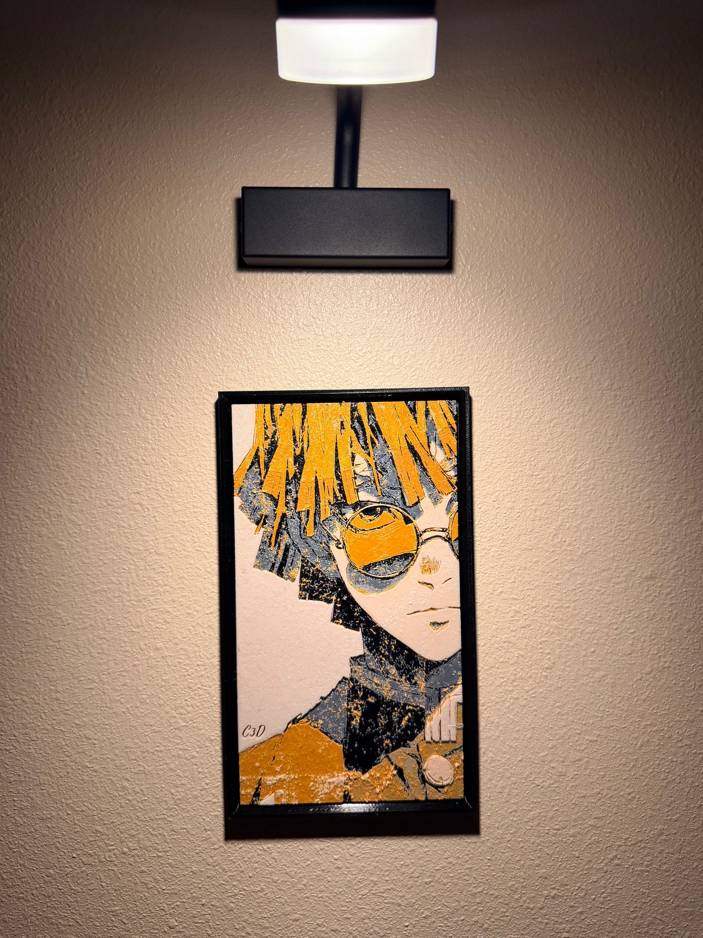 Urban Anime Lightning Filament Painting – Framed 3D Wall Art