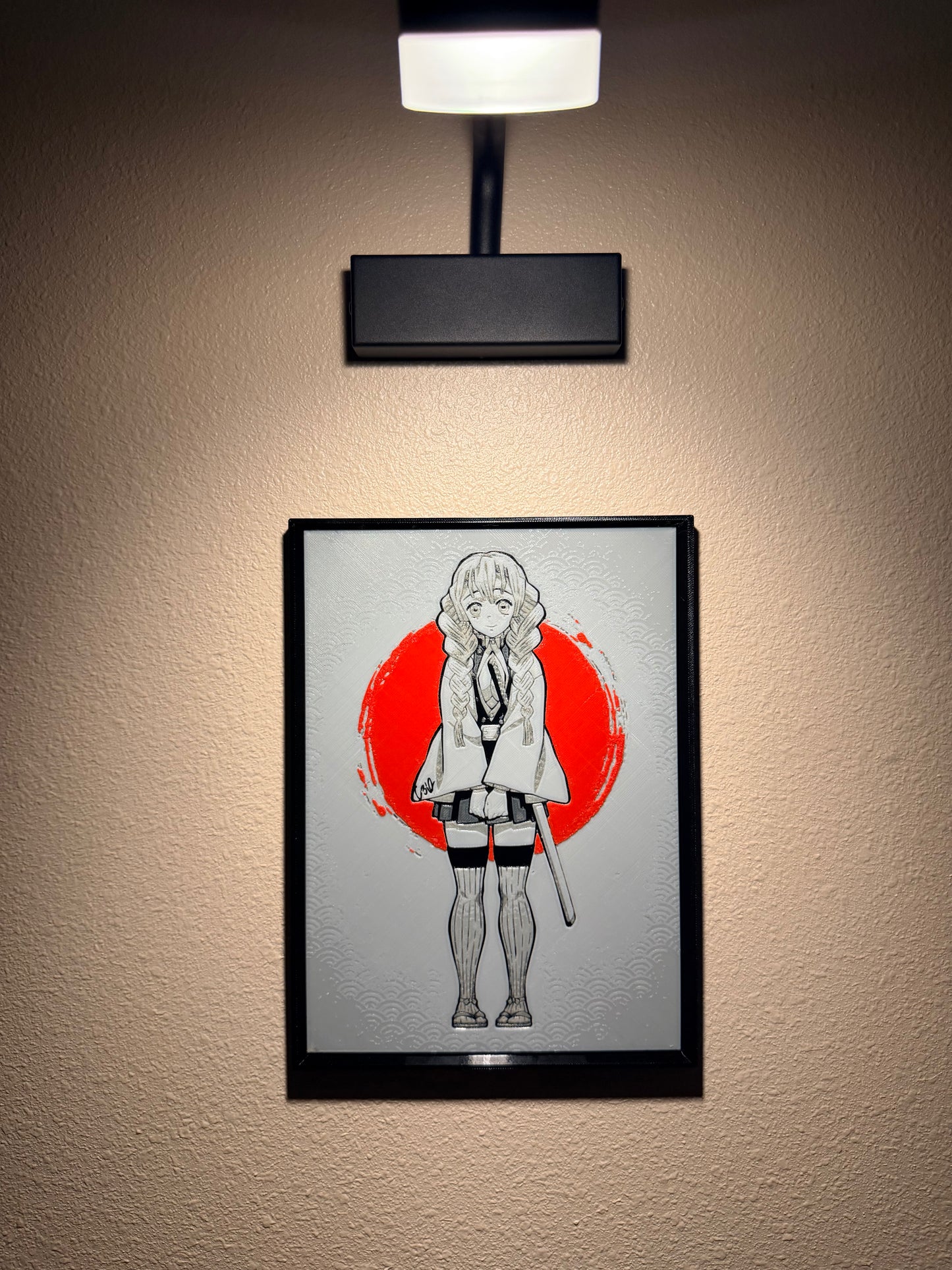 Gentle Anime Swordswoman Filament Painting – Framed 3D Print