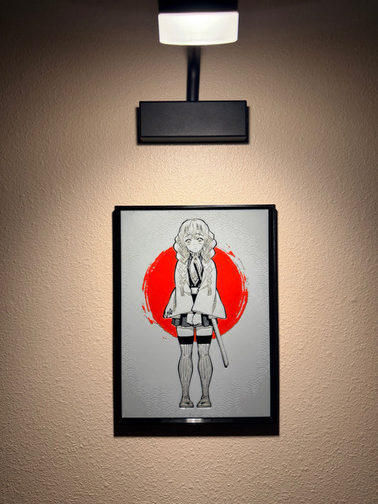 Gentle Anime Swordswoman Filament Painting – Framed 3D Print