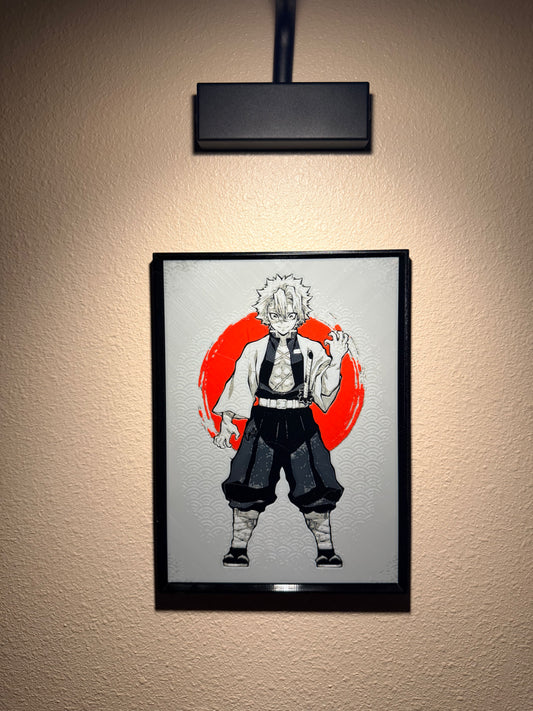 Feral Anime Swordsman Filament Painting – Framed 3D Print